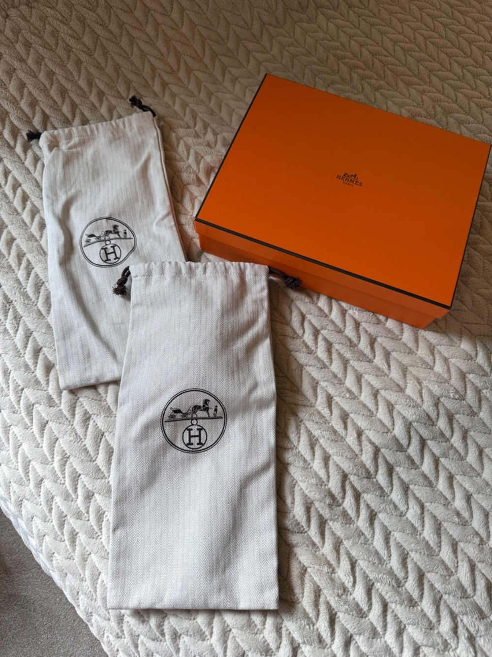 Hermès Orange Gift Box with Branded shoe Dust Bags